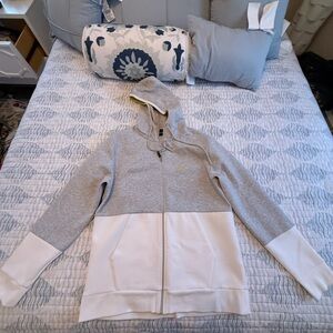 BOSS gray and white with slight yellow detail Zip-up.